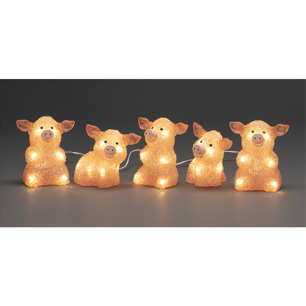 LED Acryl Schweine 5er - Set - WeihnachtsladenKonstsmide