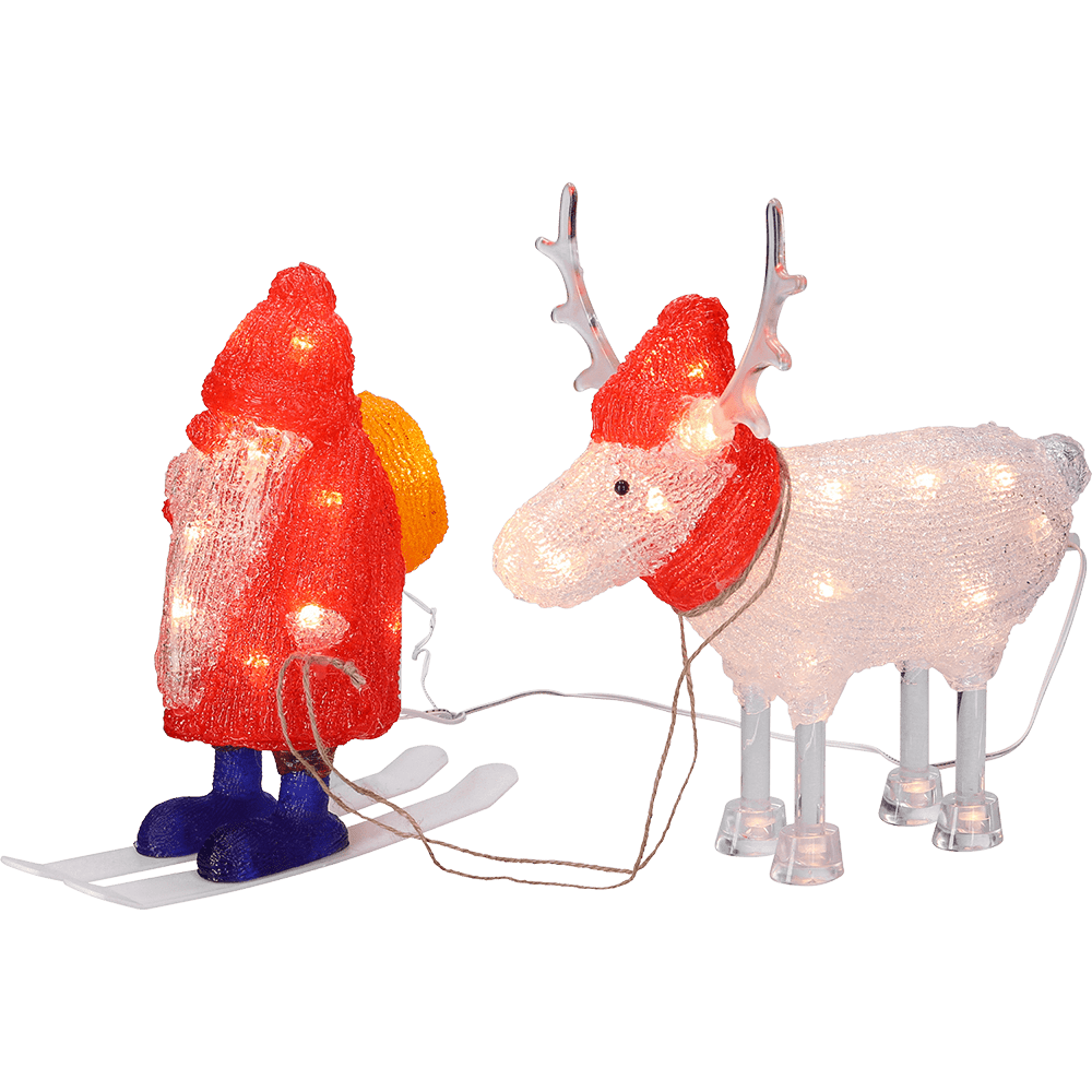 LED - Acryl - Weihnachtsmann mit Rentier - WeihnachtsladenKonstsmide