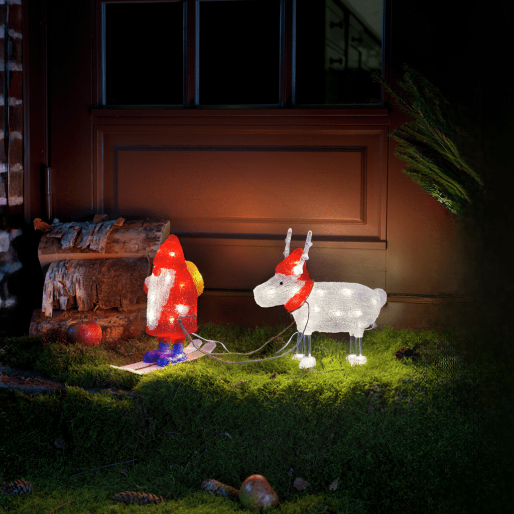 LED Acryl Weihnachtsmann und Rentier 40 ww LED - WeihnachtsladenKonstsmide
