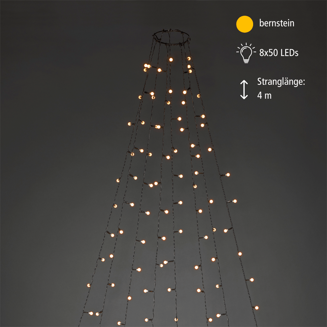 LED Baummantel Lichterkette, Bernsteinfarbe mit 400 LEDs für den Außenbereich - WeihnachtsladenKonstsmide