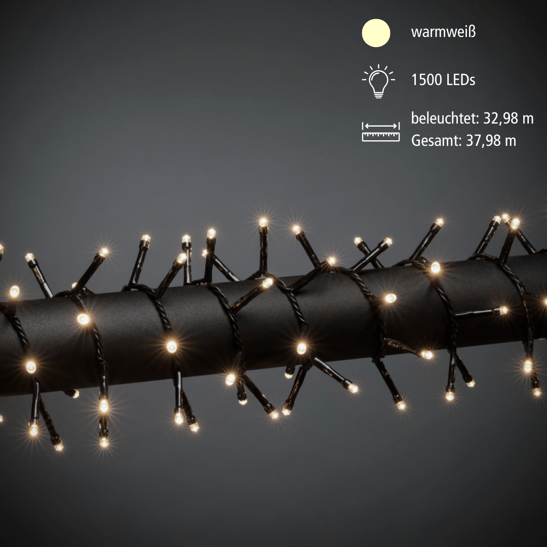 LED Büschellichterkette 'Cluster' mit 1500 warmeißen Lichtern | Innen - Außenbereich - WeihnachtsladenKonstsmide