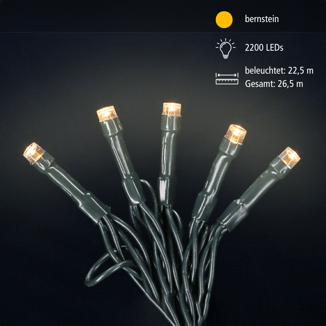 LED Clusterlichterkette 2200 bernsteinf. LED - WeihnachtsladenLotti