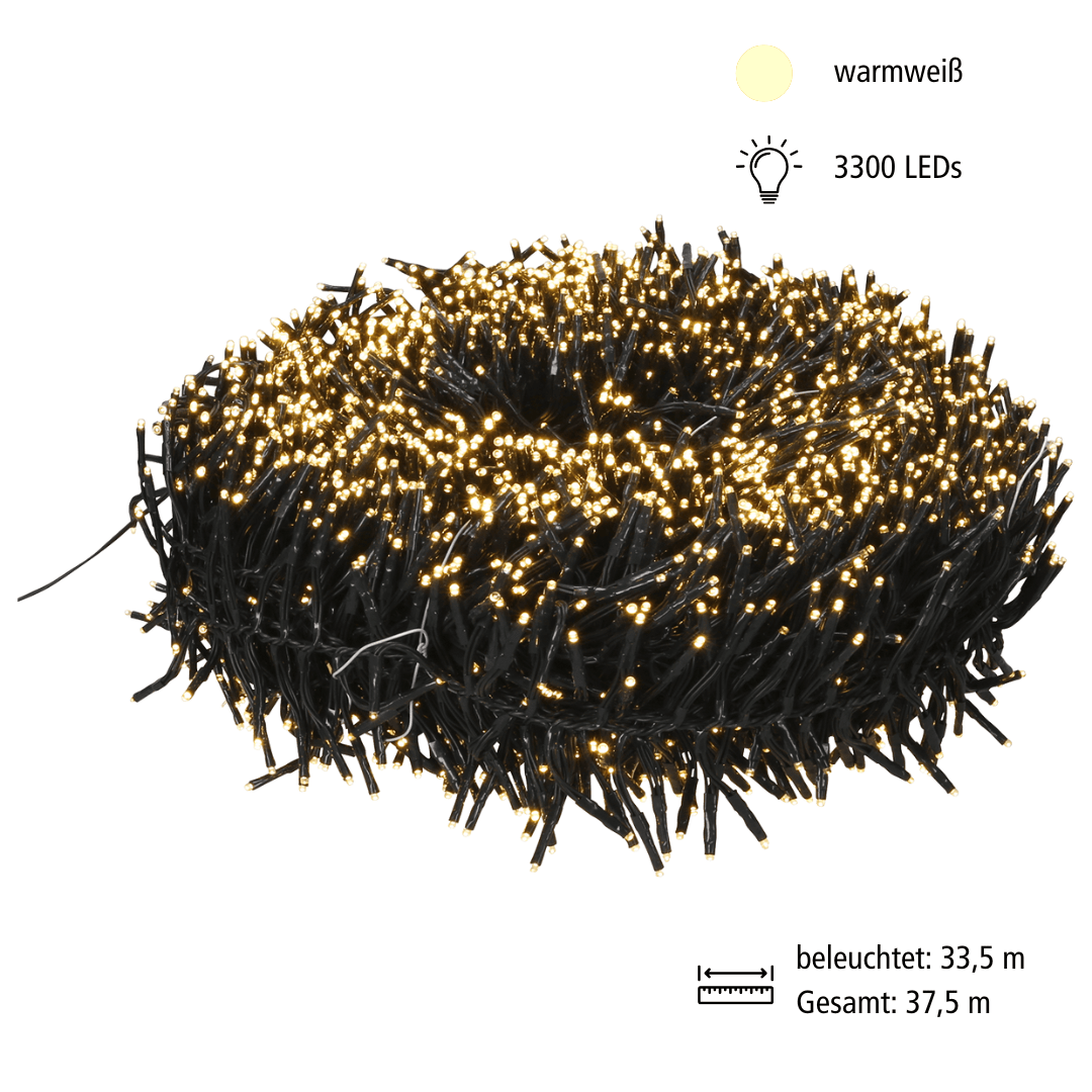 LED Clusterlichterkette 3300 warmweiße LED - WeihnachtsladenLotti