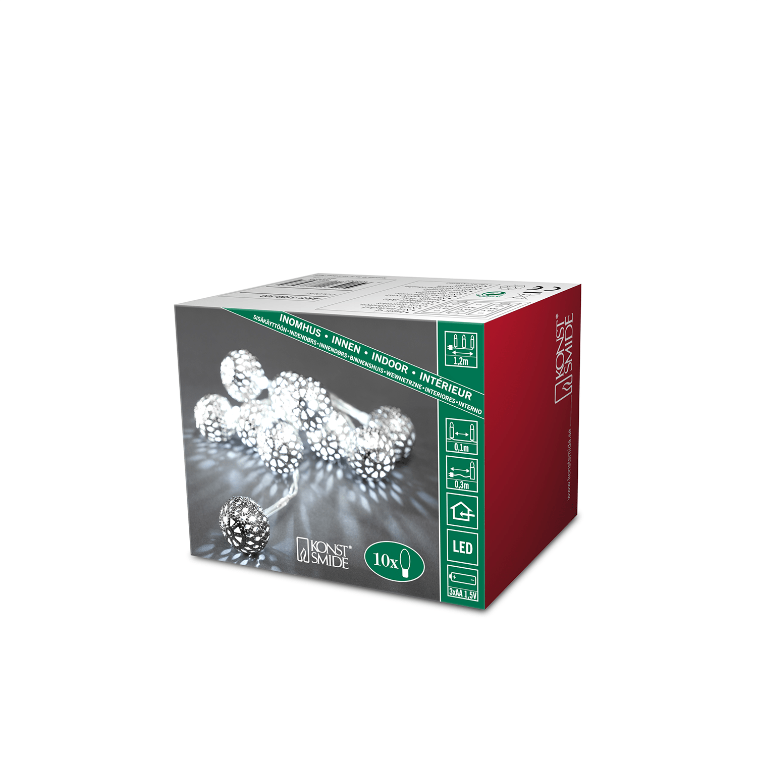 LED - Dekokette mit Metallbällen - WeihnachtsladenKonstsmide