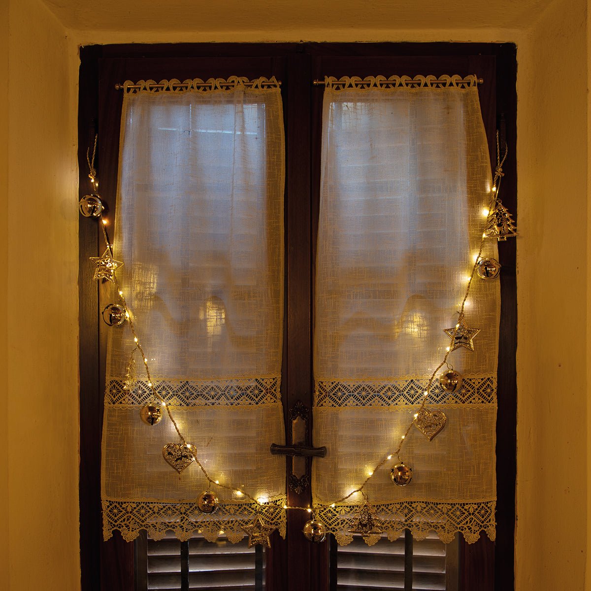 LED - Dekolichterkette 'Glöckchen und Sterne' goldfarben - WeihnachtsladenLotti