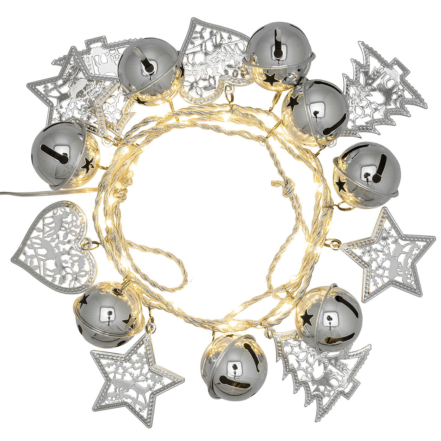 LED - Dekolichterkette 'Glöckchen und Sterne' in warmweißer Beleuchtung - WeihnachtsladenLotti