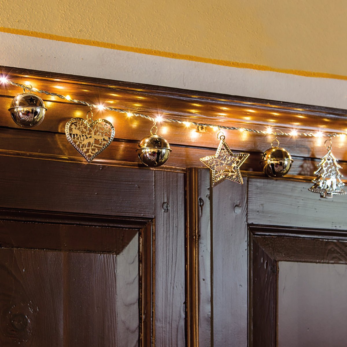 LED - Dekolichterkette 'Glöckchen und Sterne' silberfarben - WeihnachtsladenLotti