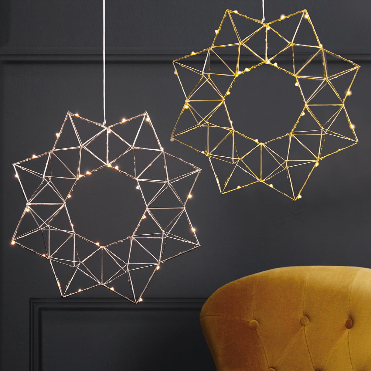 LED - Drahtstern 'Edge' chromfarben - WeihnachtsladenStar Trading