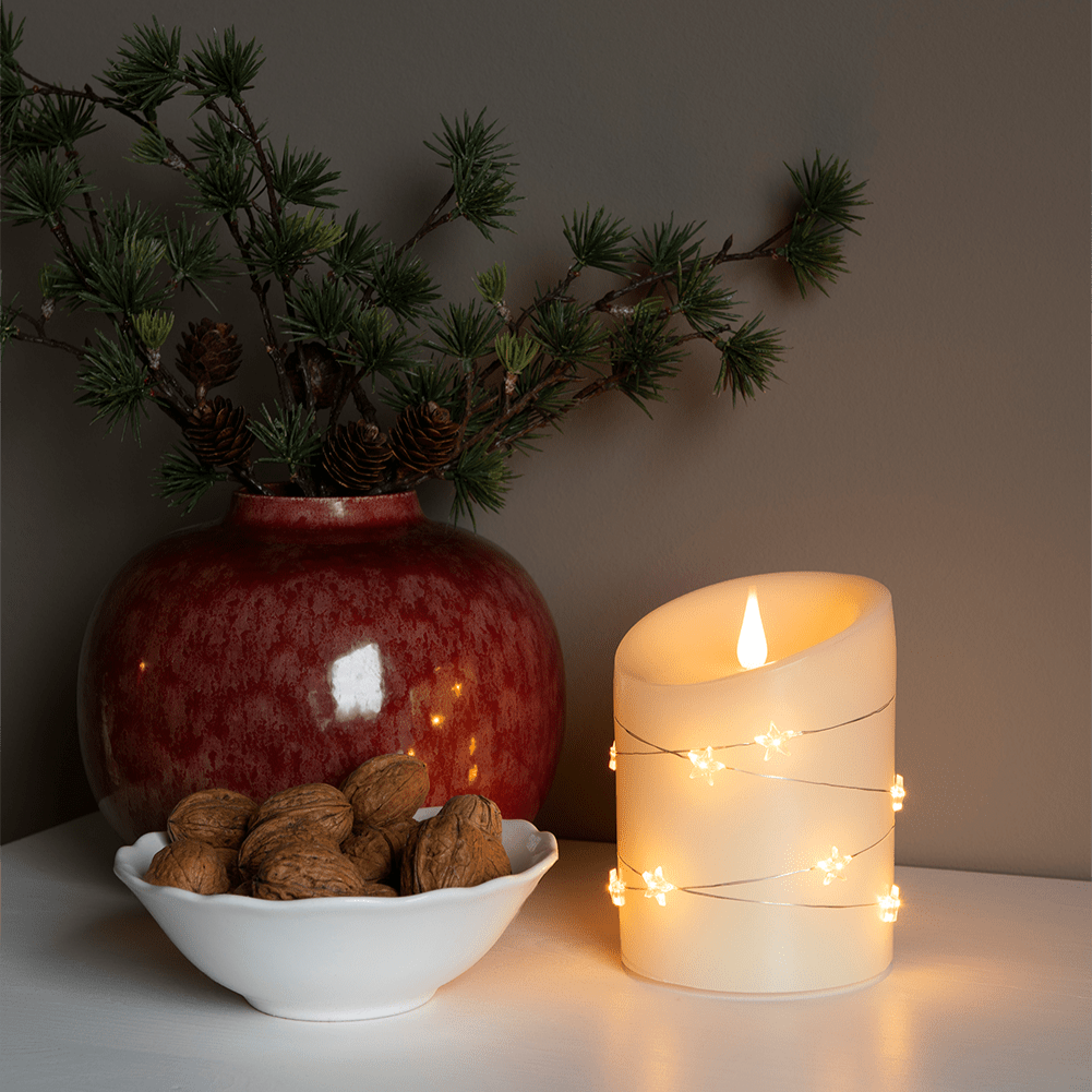 LED Echtwachskerze mit Sternendraht - WeihnachtsladenKonstsmide