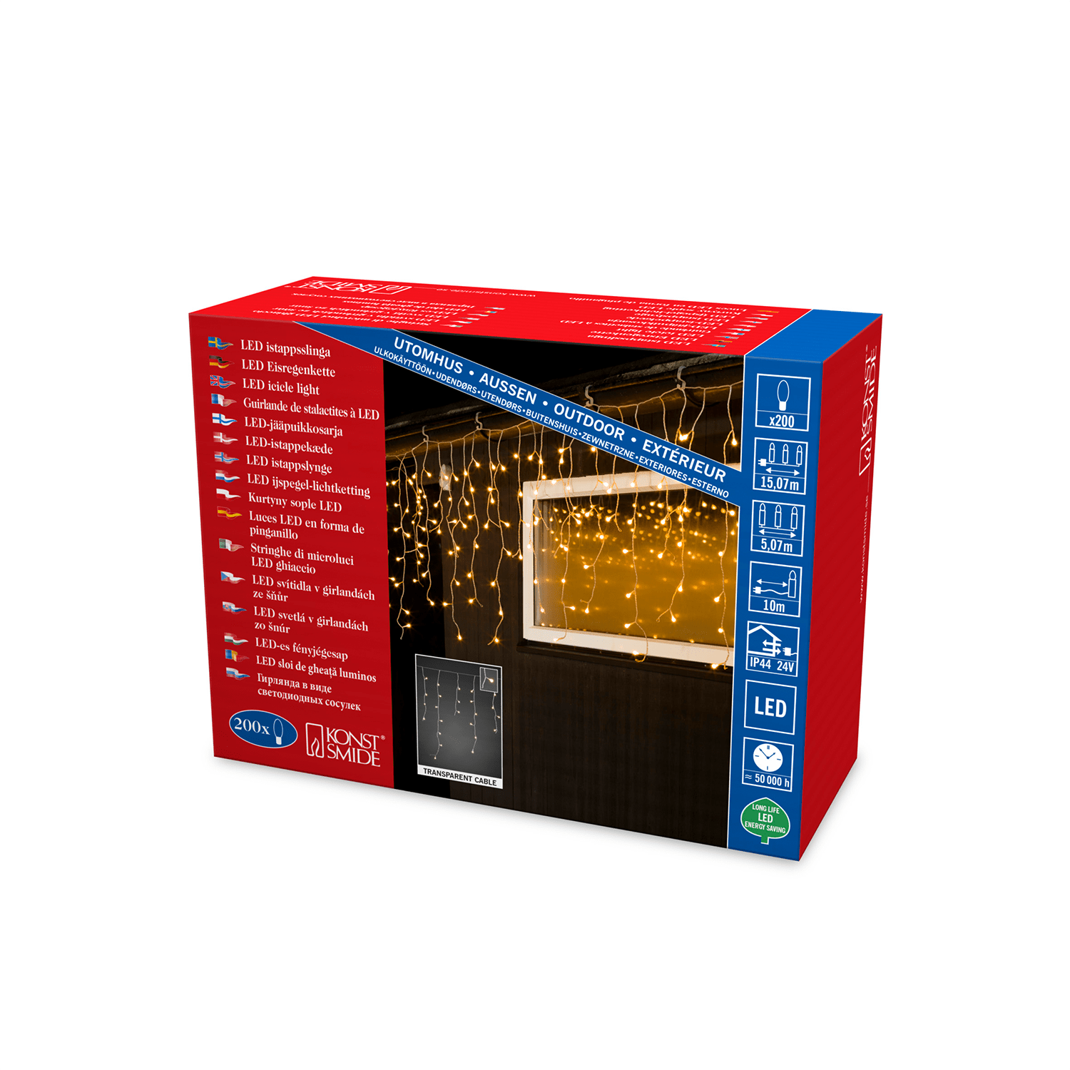 LED Eisregen Lichtervorhang 200 warmweiße LEDs für außen - WeihnachtsladenKonstsmide