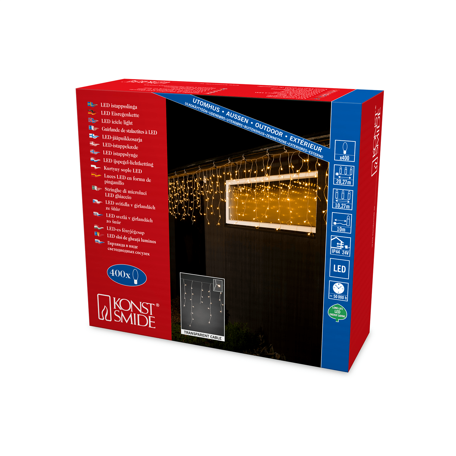 LED Eisregen Lichtervorhang 400 ww LED außen - WeihnachtsladenKonstsmide