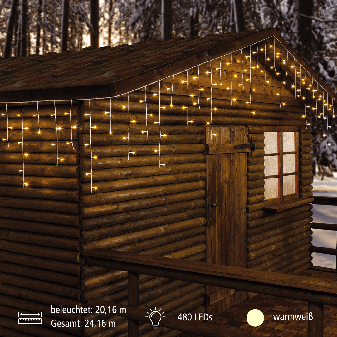 LED Eisregen - Lichtervorhang 480 ww LED - WeihnachtsladenLotti