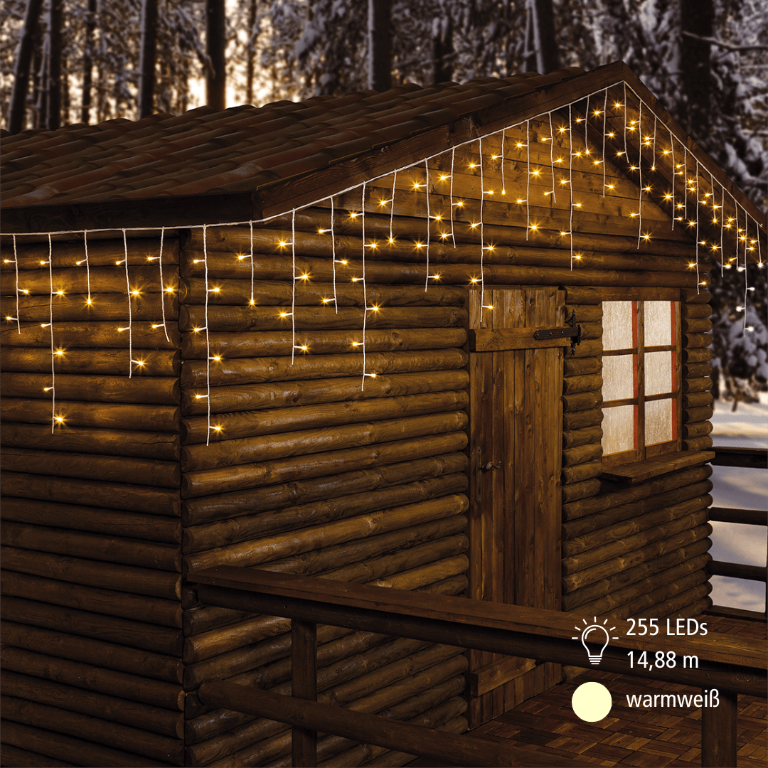 LED Eisregenvorhang mit Memory Funktion 255 warmweiße LED | Außenbereich - WeihnachtsladenLotti