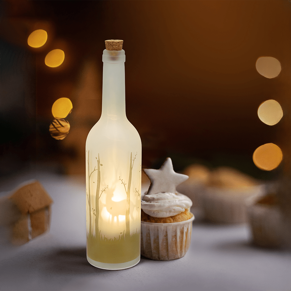 LED Flasche 'Wald' 29cm - WeihnachtsladenLotti