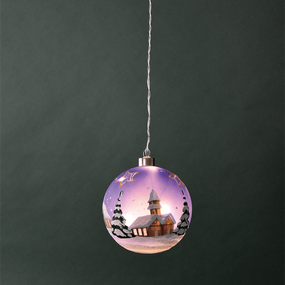 LED - Glaskugel 'Winterlandschaft' blau - WeihnachtsladenHeinz HANDELSKONTOR