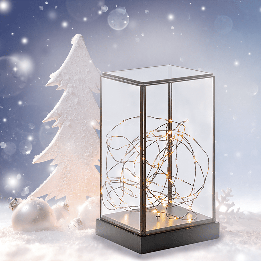 LED - Glaslaterne rechteckig - WeihnachtsladenKonstsmide