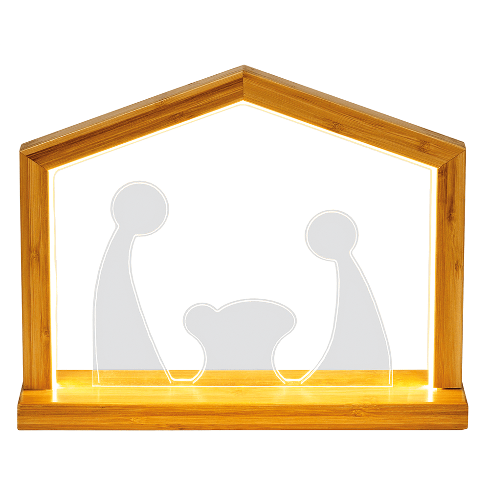 LED - Holz - Krippe "Hütte" - WeihnachtsladenLotti