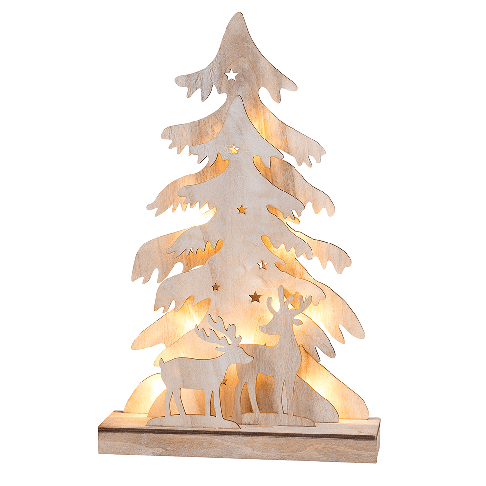 LED - Holz - Leuchter Baum mit 3D - Motiv - WeihnachtsladenSAICO