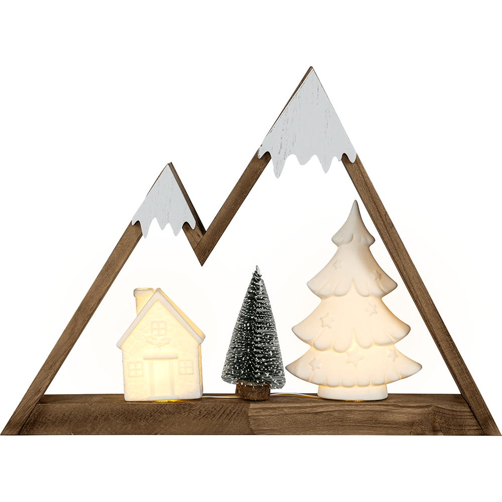 LED - Holz - Leuchter Berg - WeihnachtsladenSAICO