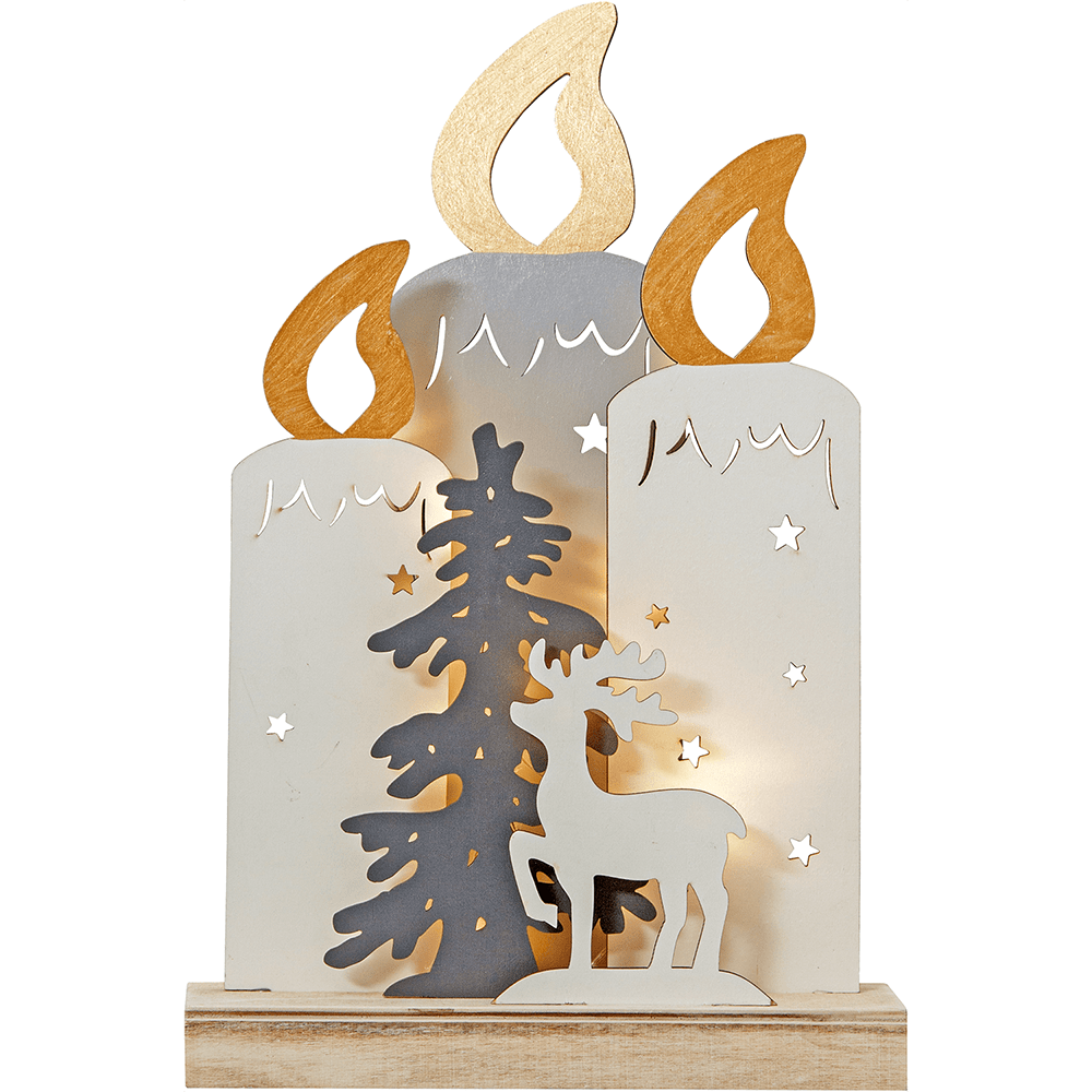 LED - Holz - Leuchter 'Fauna' - WeihnachtsladenStar Trading