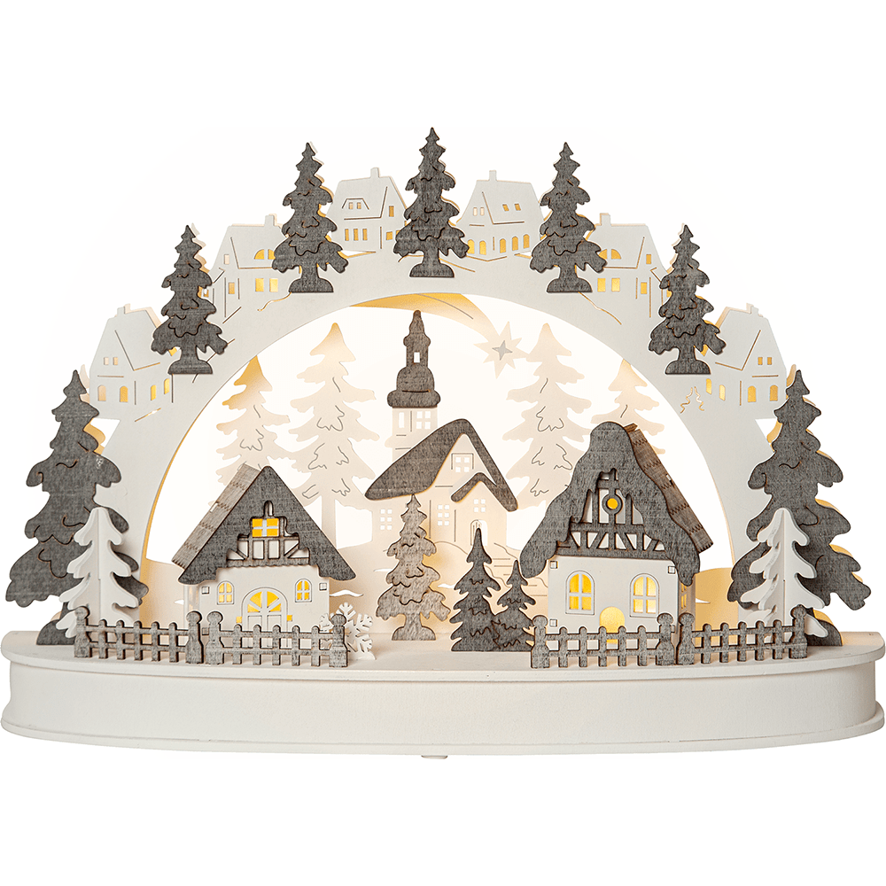 LED - Holz - Leuchter 'Grauberg' - WeihnachtsladenStar Trading