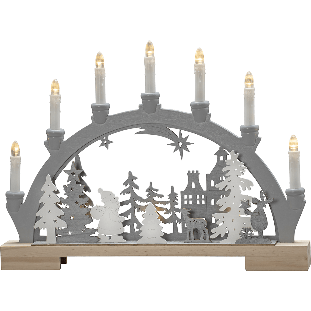 LED - Holz - Leuchter "Wanderer im Wald mit Tieren" - WeihnachtsladenKonstsmide