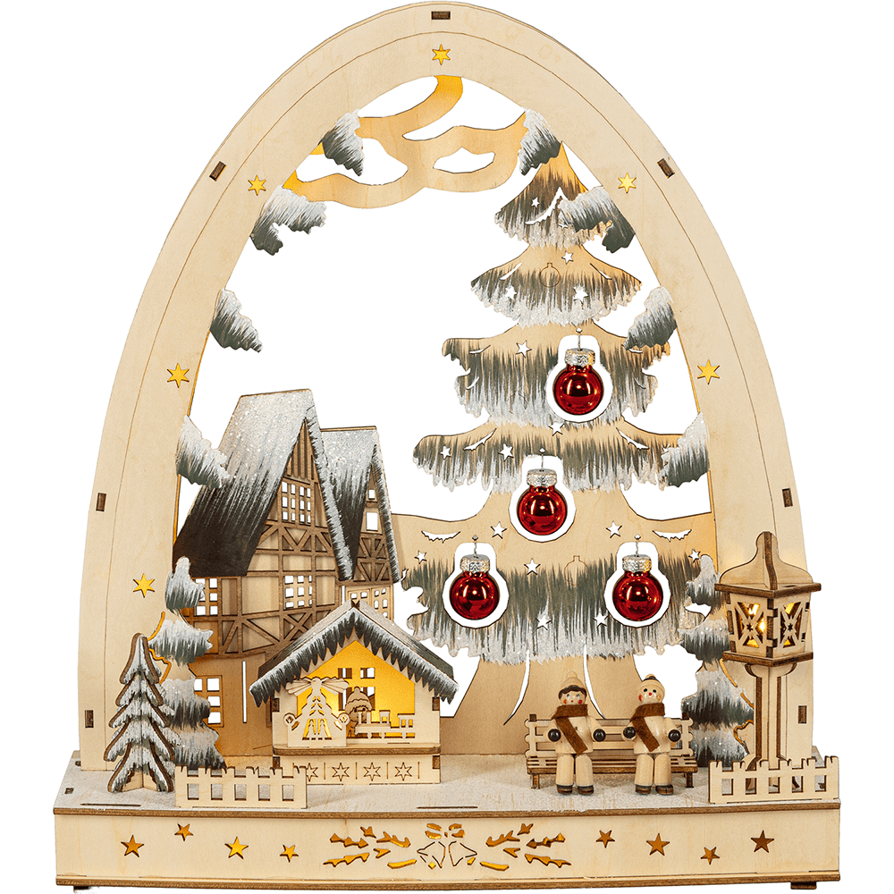 LED - Holz - Leuchter 'Weihnachtsbaum' - WeihnachtsladenSAICO