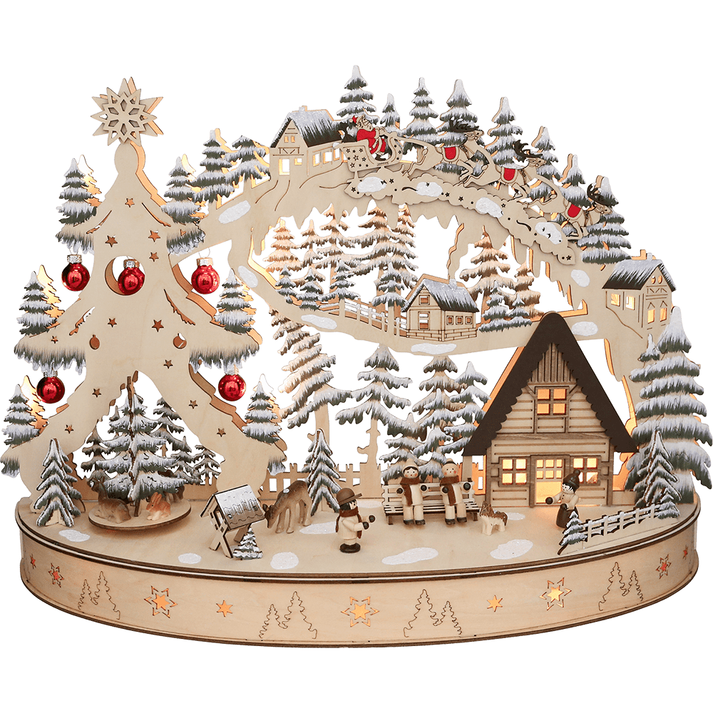 LED - Holz - Leuchter 'Winterdorf' CLH00 - 2140 - WeihnachtsladenSAICO