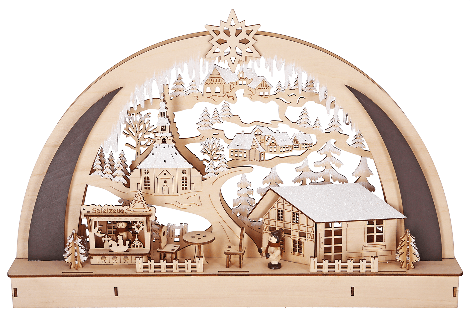 LED - Holz - Leuchter "Winterdorf Seiffen" - WeihnachtsladenSAICO