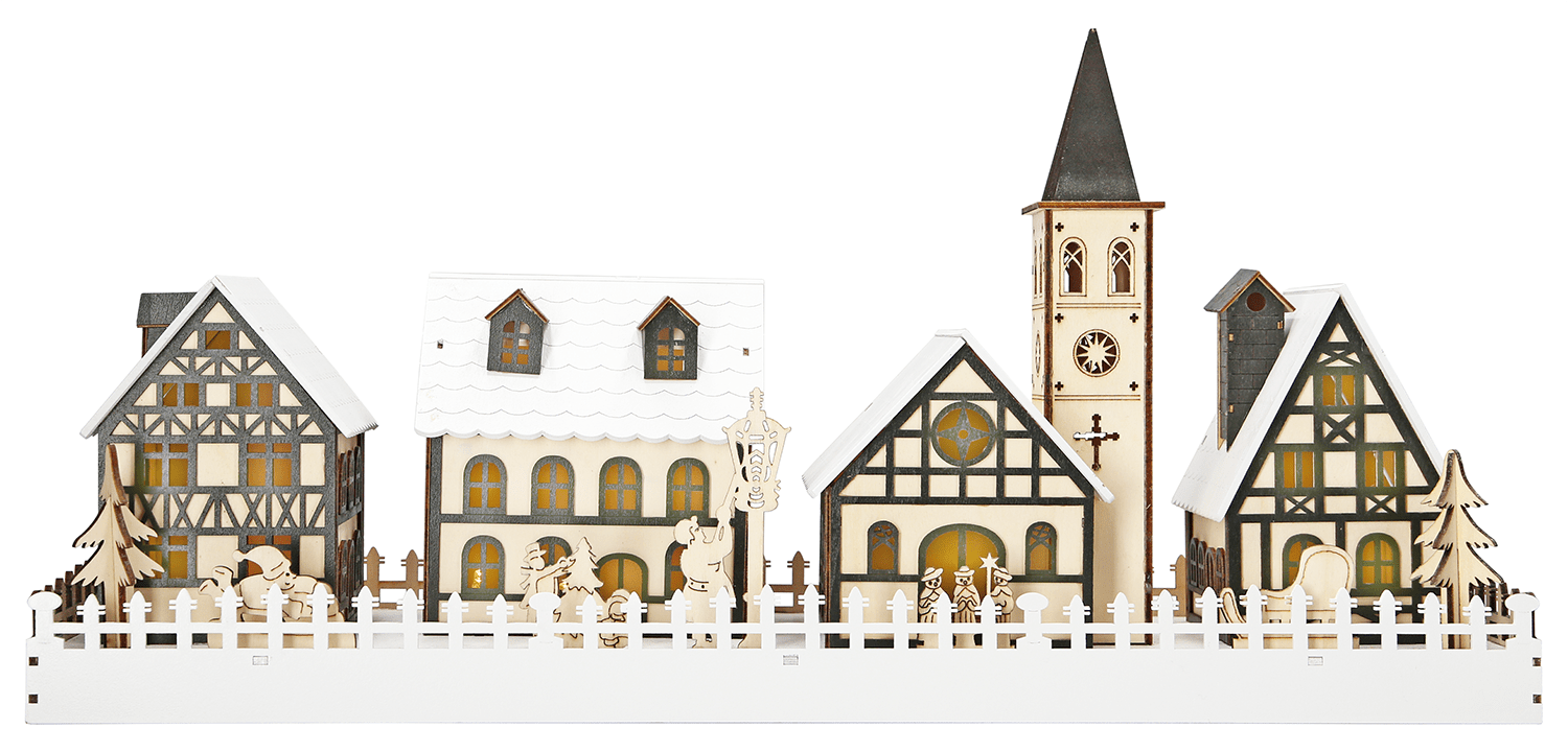 LED - Holz - Leuchter 'Winterstadt' - WeihnachtsladenSAICO