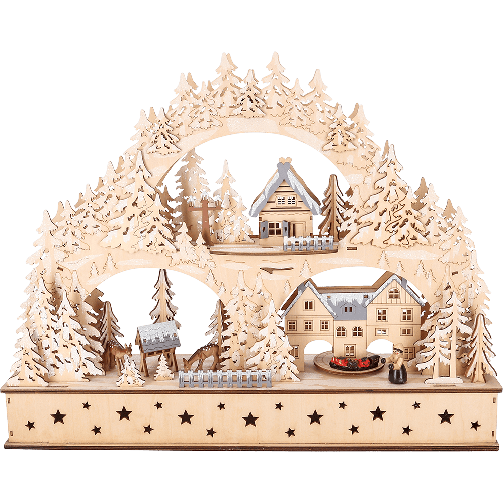 LED - Holz - Schwibbogen "Winter" - WeihnachtsladenHeinz HANDELSKONTOR