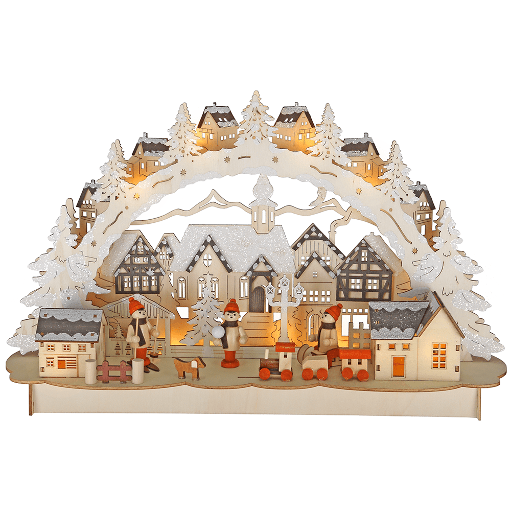 LED - Holz - Schwibbogen "Winterstadt" - WeihnachtsladenHeinz HANDELSKONTOR