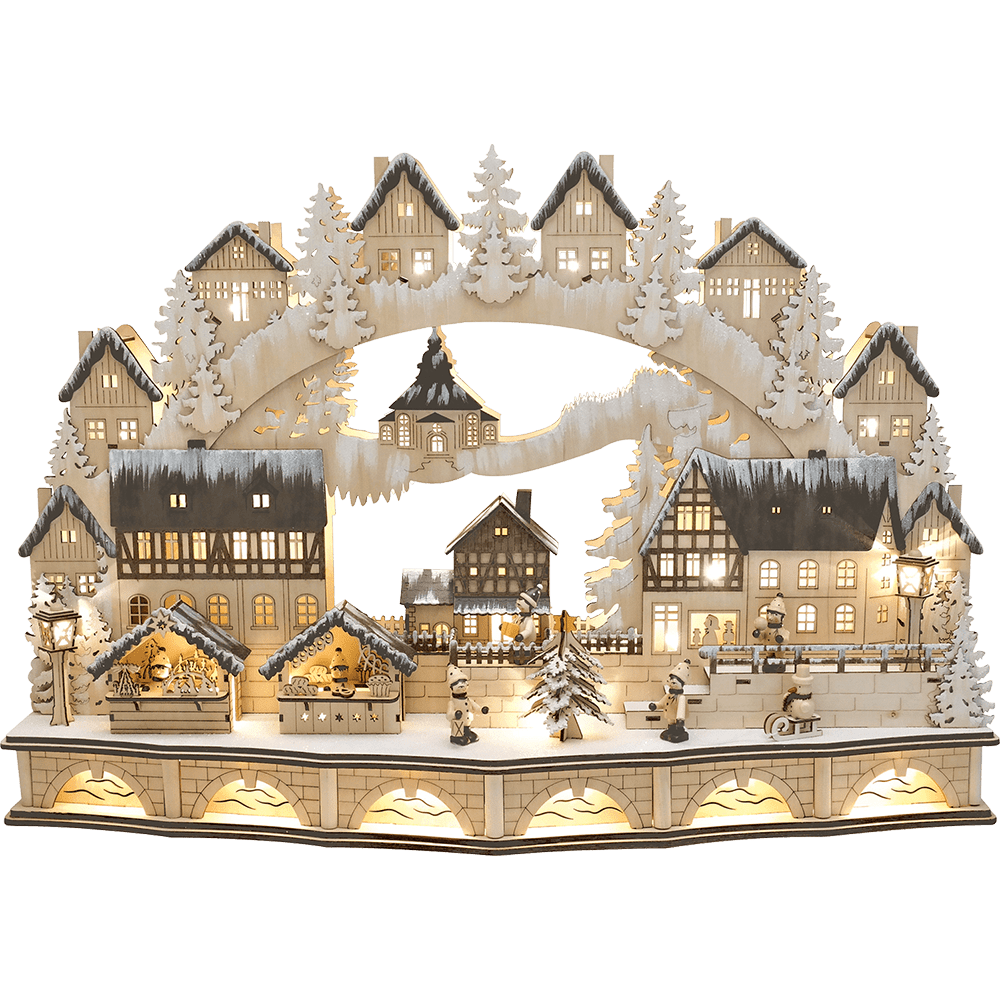 LED - Holz - Schwibbogen XL 'Winterstadt' - WeihnachtsladenSAICO