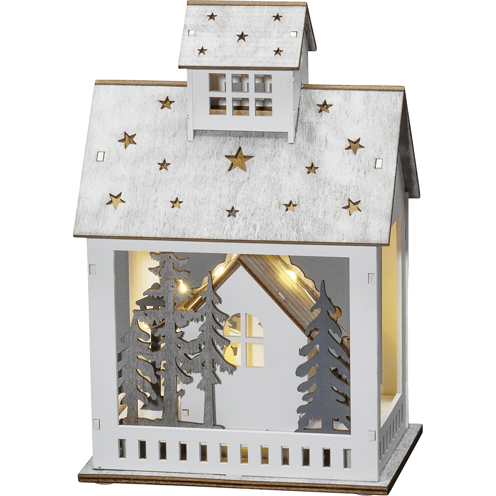 LED - Holz - Silhouette "Haus und Markt" - WeihnachtsladenKonstsmide