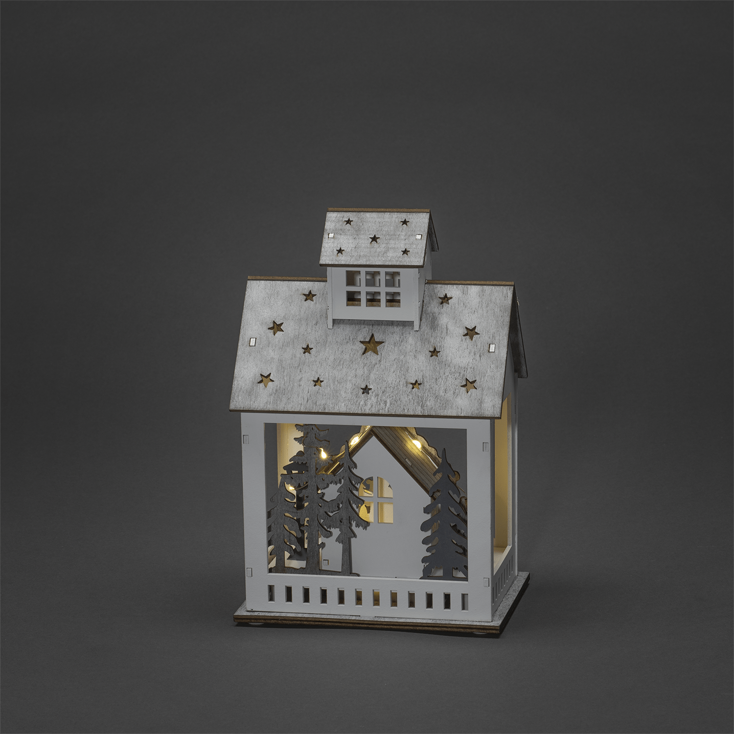 LED - Holz - Silhouette "Haus und Markt" - WeihnachtsladenKonstsmide