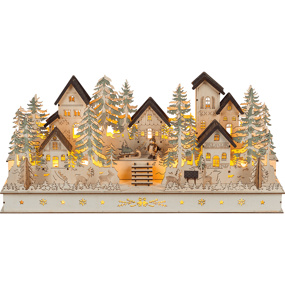LED - Holz - Sockelleuchter "Weihnachtsdorf" - WeihnachtsladenSAICO