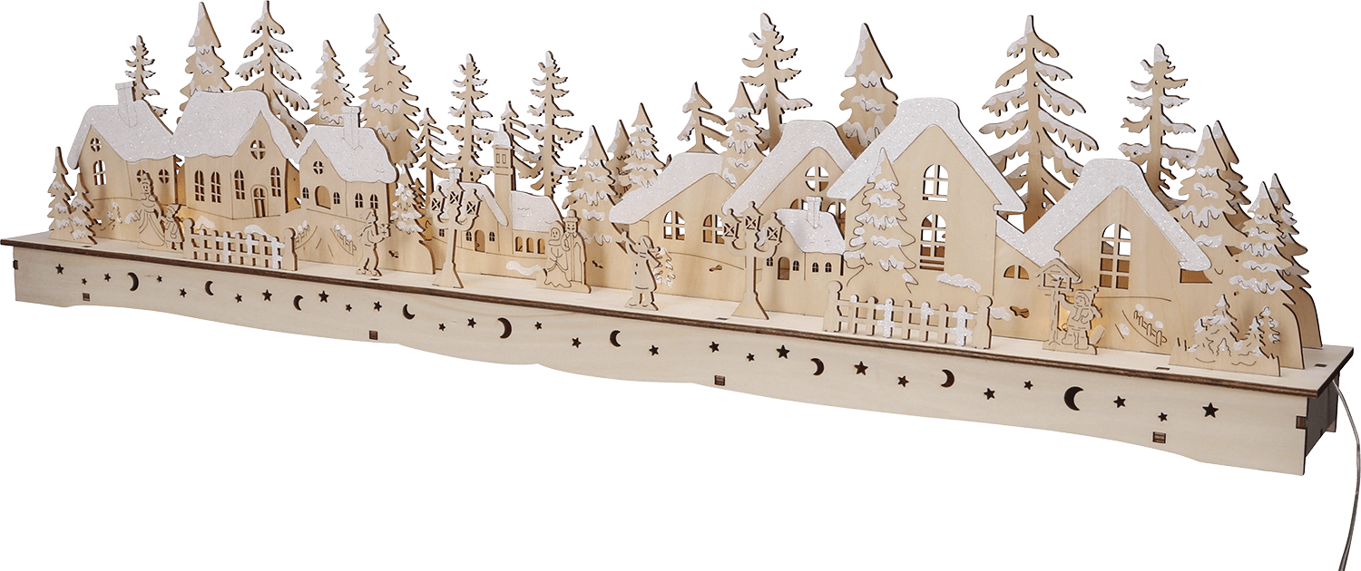 LED - Holz - Sockelleuchter XL "Winterstadt" - WeihnachtsladenSAICO