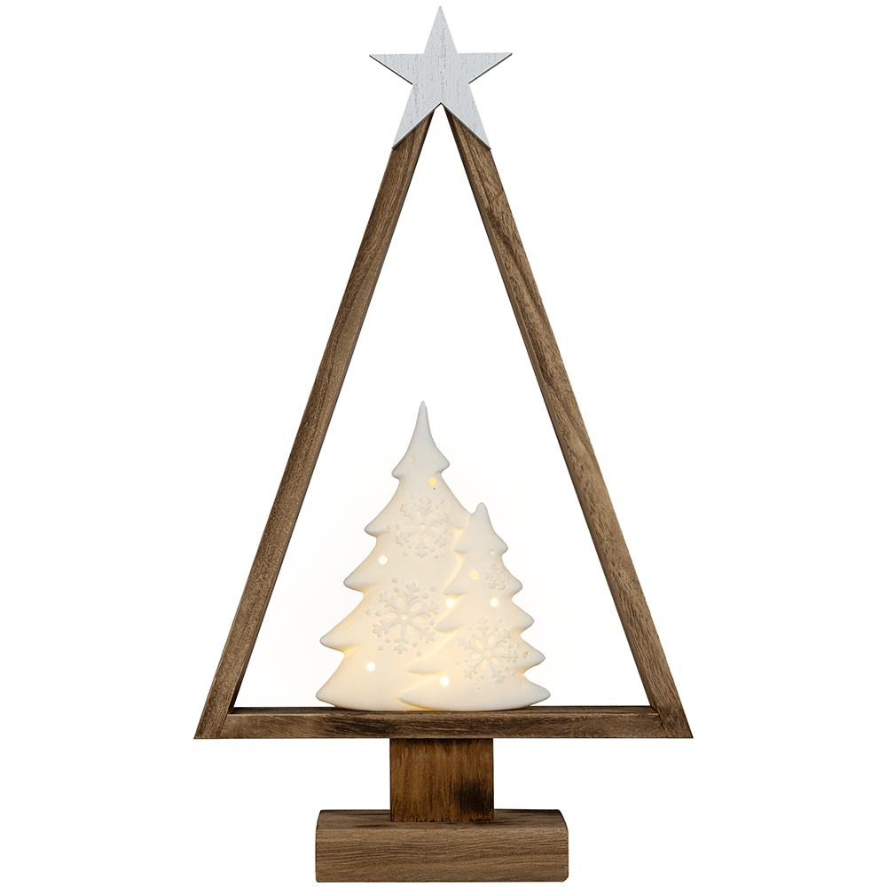 LED - Holzbaum mit Keramik - Bäumen - WeihnachtsladenSAICO