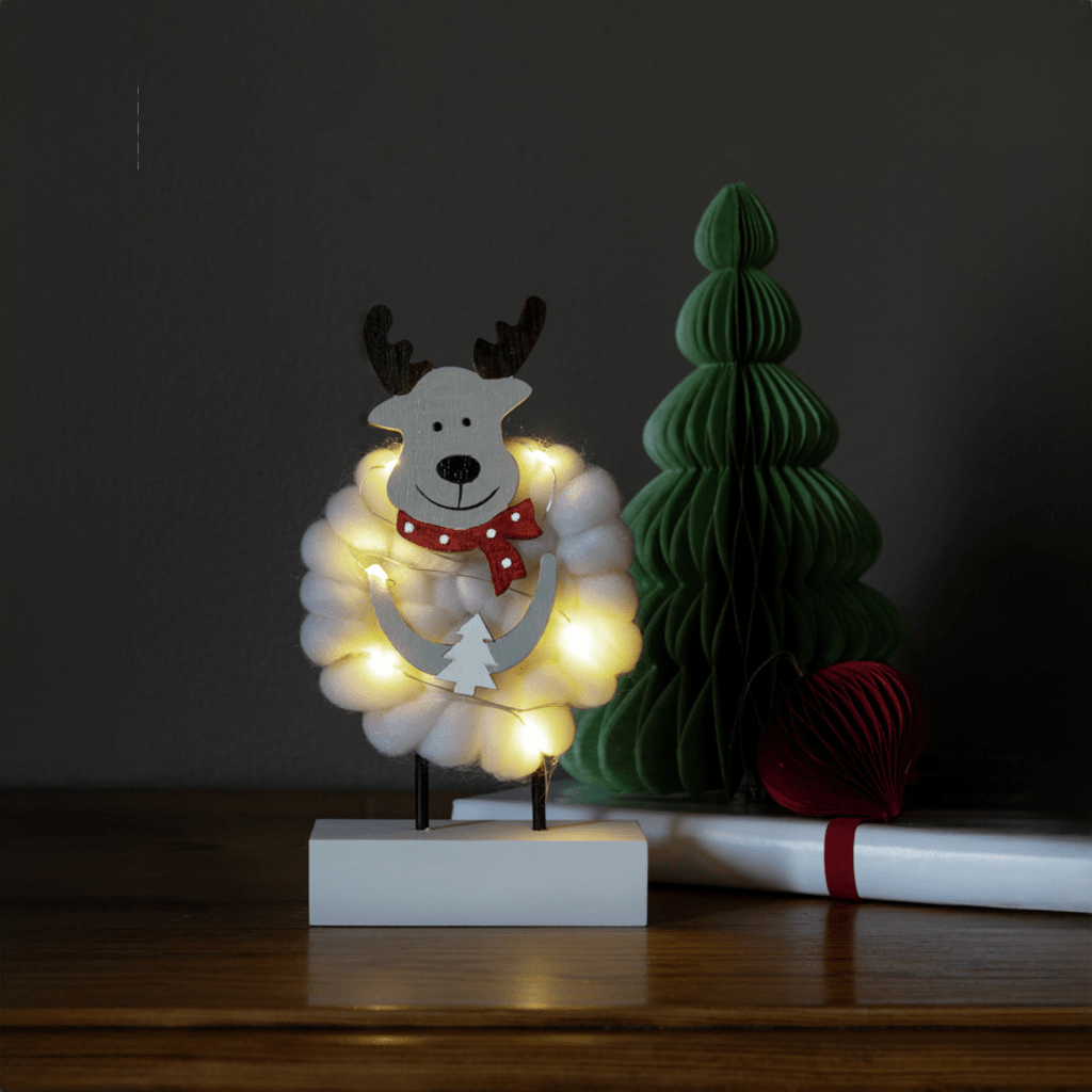 LED Holzsilhouette 'Elch mit Baumwolle' - WeihnachtsladenKonstsmide