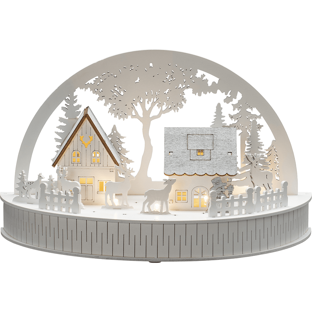 LED - Holzsilhouette 'Häuser und Rentiere' - WeihnachtsladenKonstsmide