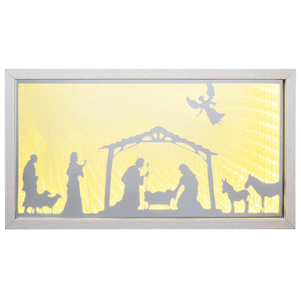 LED Infinity Mirror Dekopaneel Krippe - WeihnachtsladenLotti