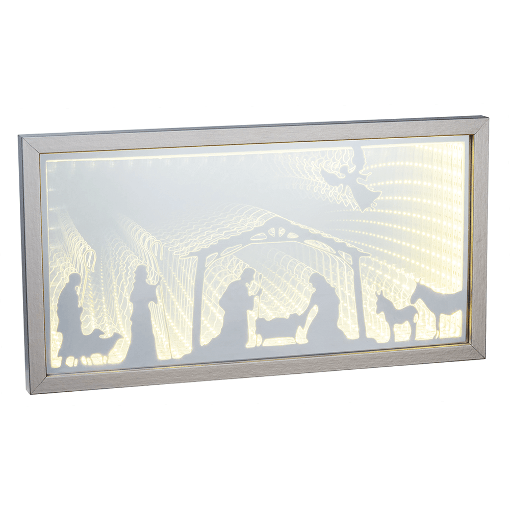 LED Infinity Mirror Dekopaneel Krippe - WeihnachtsladenLotti