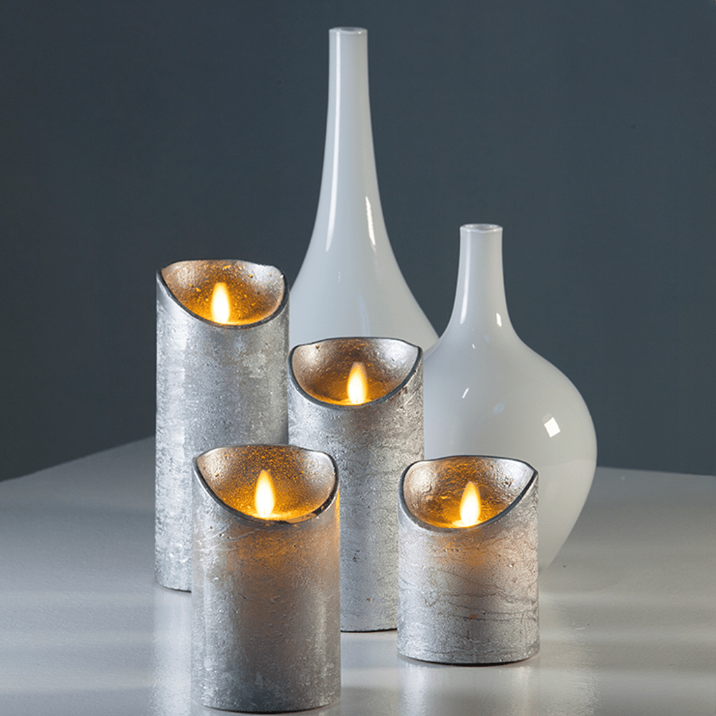 LED Kerze 12,5cm silberfarben - WeihnachtsladenLotti