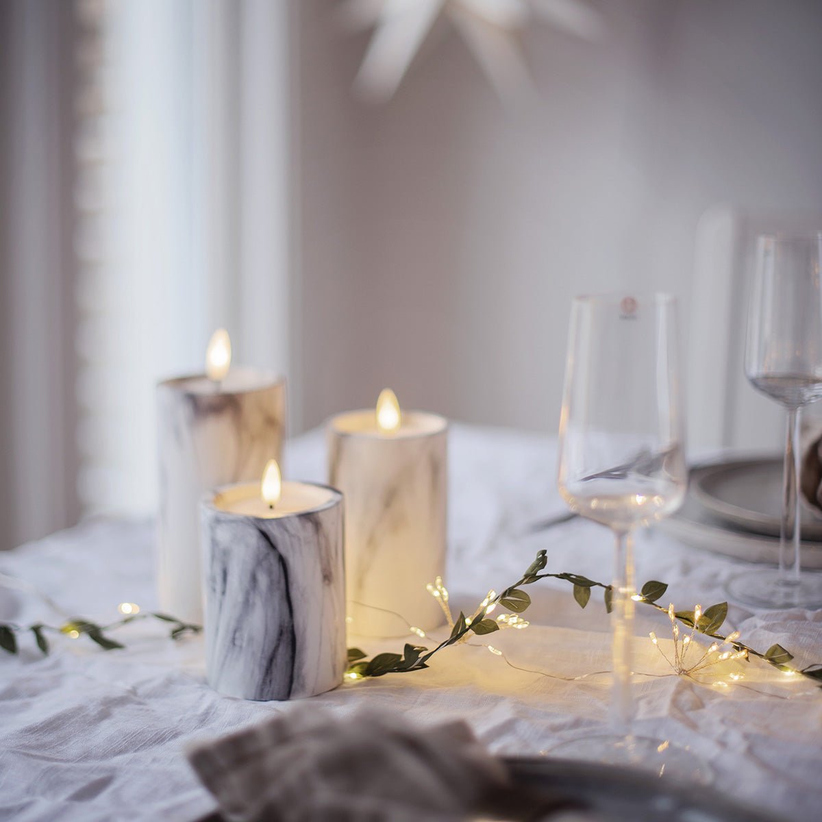 LED - Kerze 'Flamme Marble' 12,5cm - WeihnachtsladenStar Trading