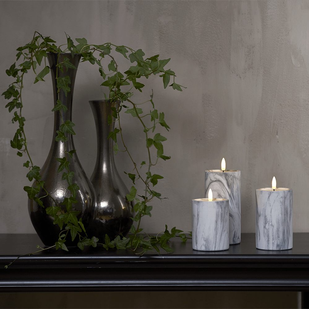 LED - Kerze 'Flamme Marble' - WeihnachtsladenStar Trading