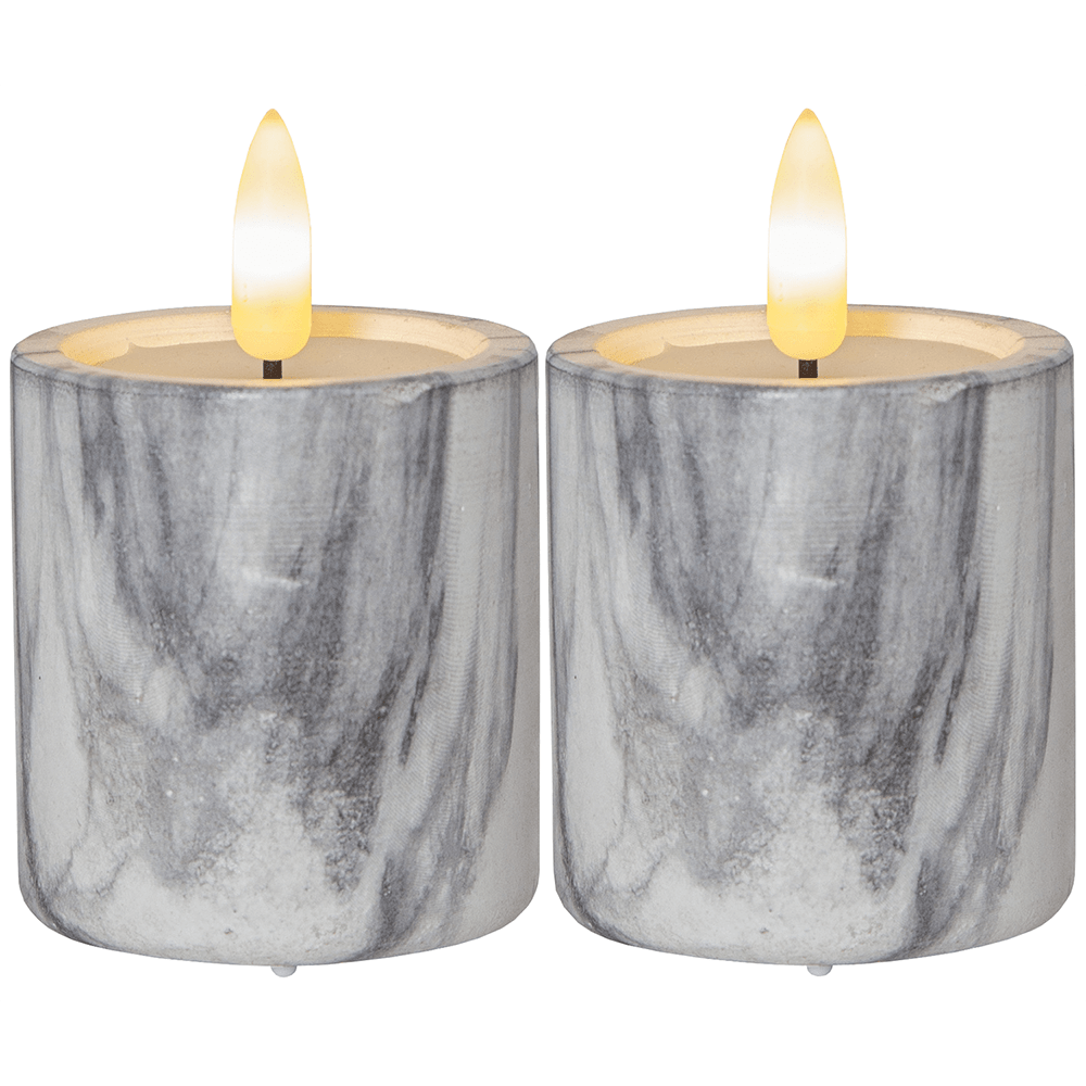 LED - Kerze 'Flamme Marble' 2er - Set - WeihnachtsladenStar Trading