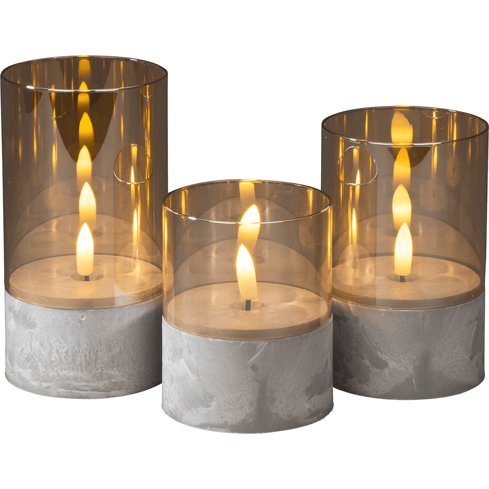 LED Kerzen 3er - Set smokey brown - WeihnachtsladenKonstsmide