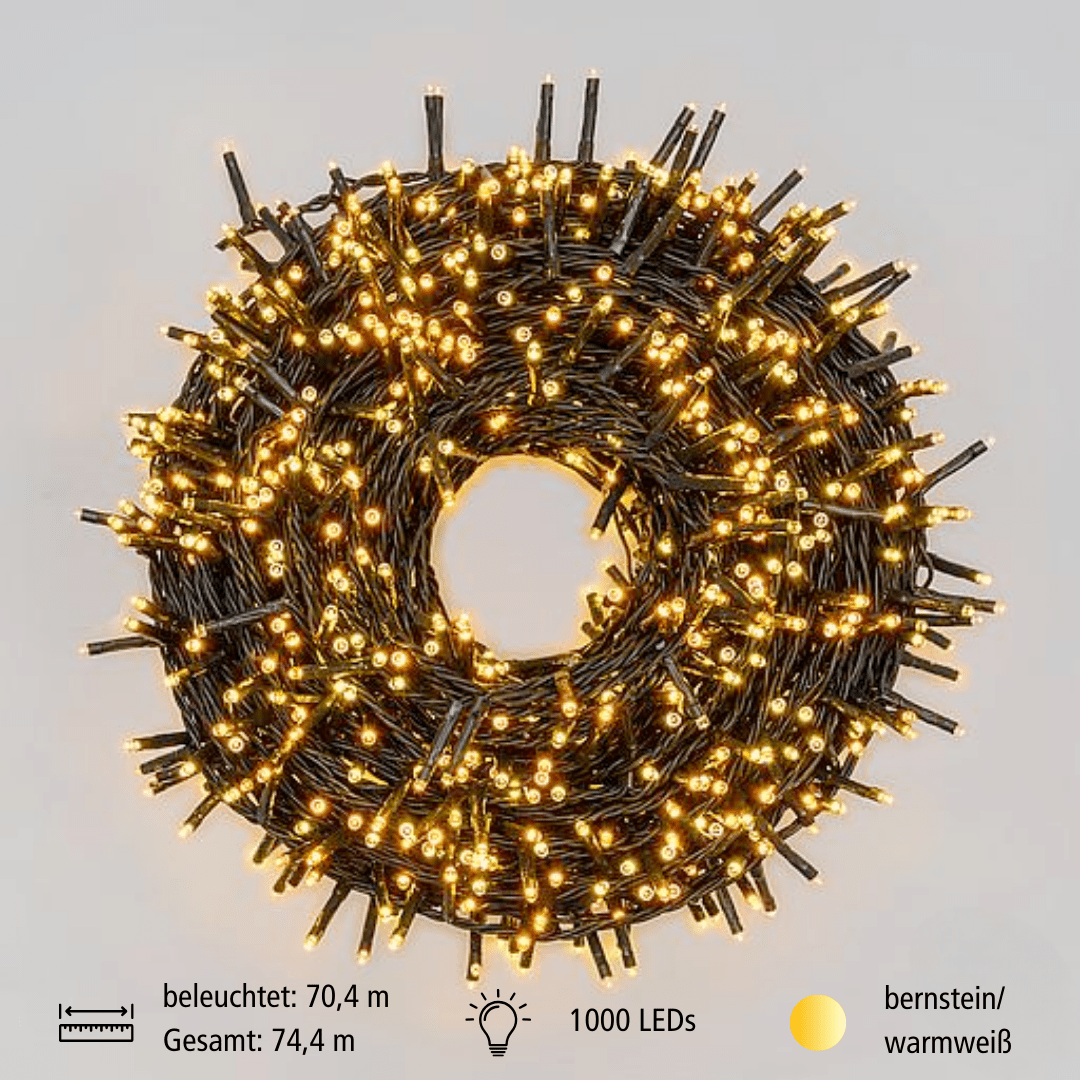 LED Lichterkette 1000 ww + bernst. LED - WeihnachtsladenLotti