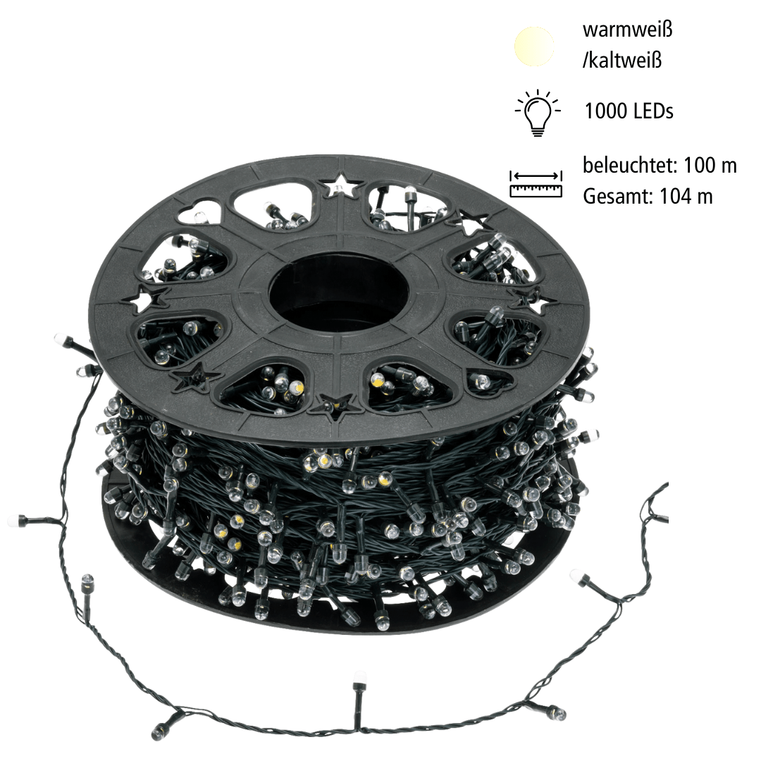 LED Lichterkette 1000 ww + kw - WeihnachtsladenLotti