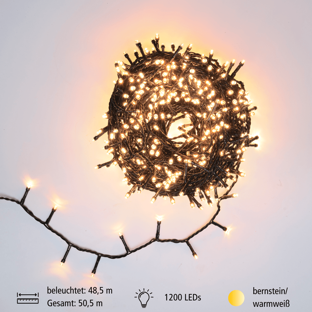 LED Lichterkette 1200 ww + bernst. LED - WeihnachtsladenLotti